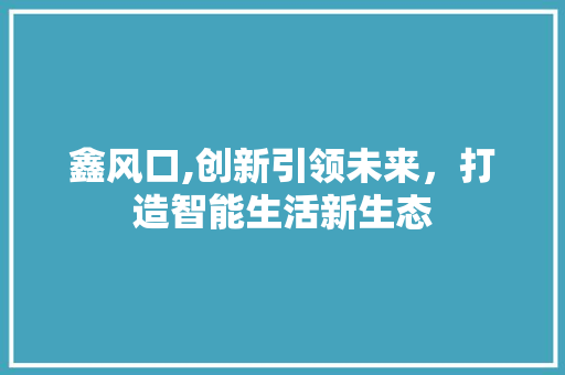 鑫风口,创新引领未来，打造智能生活新生态