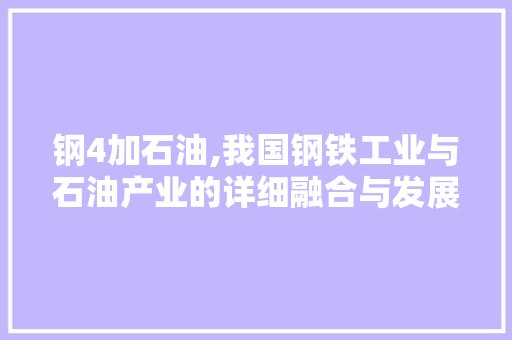 钢4加石油,我国钢铁工业与石油产业的详细融合与发展