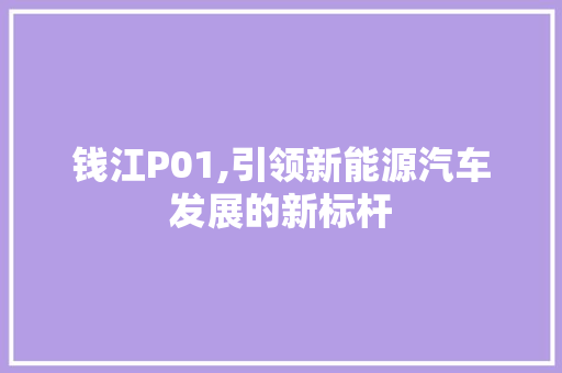 钱江P01,引领新能源汽车发展的新标杆 钱江P01,引领新能源汽车发展的新标杆 神马SEO