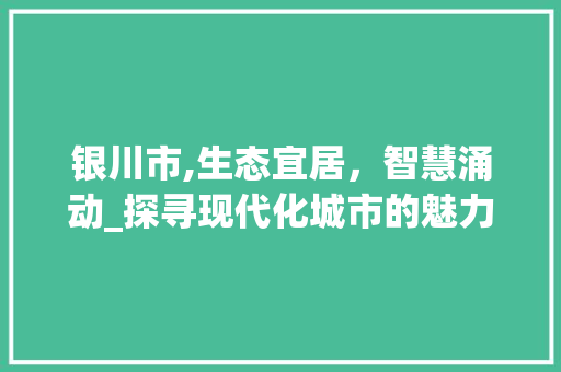 银川市,生态宜居，智慧涌动_探寻现代化城市的魅力