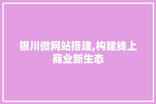 银川微网站搭建,构建线上商业新生态