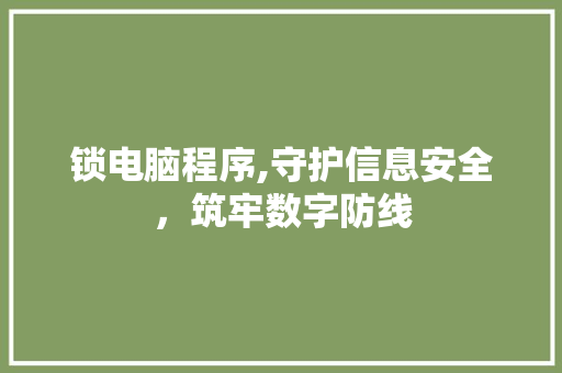 锁电脑程序,守护信息安全，筑牢数字防线 锁电脑程序,守护信息安全，筑牢数字防线 网站建设公司