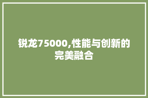 锐龙75000,性能与创新的完美融合 锐龙75000,性能与创新的完美融合 搜狗SEO