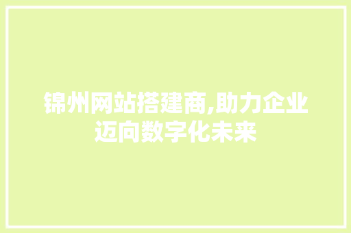 锦州网站搭建商,助力企业迈向数字化未来 锦州网站搭建商,助力企业迈向数字化未来 神马SEO