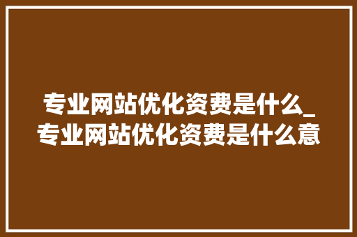 专业网站优化资费是什么_专业网站优化资费是什么意思。