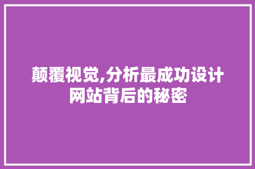 颠覆视觉,分析最成功设计网站背后的秘密 颠覆视觉,分析最成功设计网站背后的秘密 网站建设公司