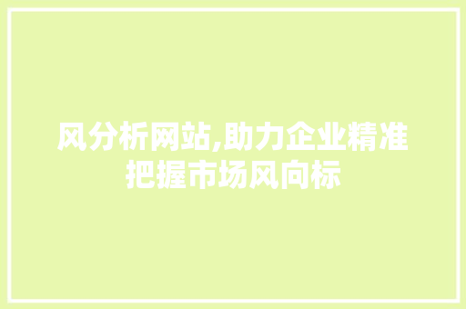 风分析网站,助力企业精准把握市场风向标 风分析网站,助力企业精准把握市场风向标 神马SEO