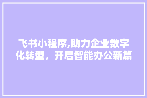 飞书小程序,助力企业数字化转型，开启智能办公新篇章 飞书小程序,助力企业数字化转型，开启智能办公新篇章 网站建设公司