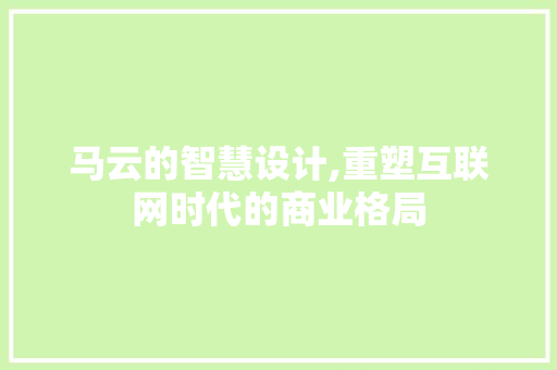 马云的智慧设计,重塑互联网时代的商业格局