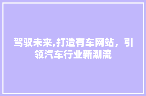 驾驭未来,打造有车网站，引领汽车行业新潮流