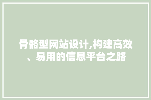 骨骼型网站设计,构建高效、易用的信息平台之路