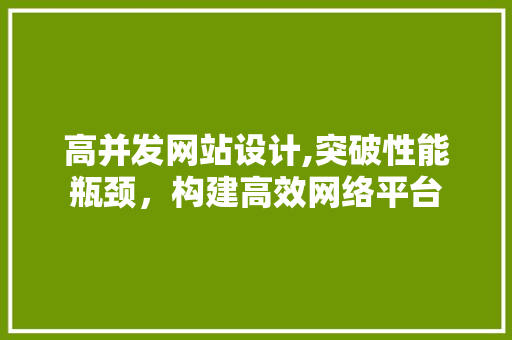 高并发网站设计,突破性能瓶颈，构建高效网络平台