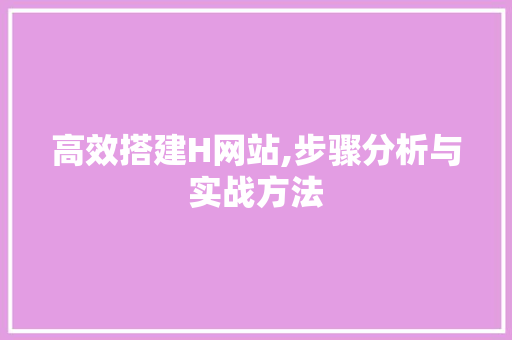 高效搭建H网站,步骤分析与实战方法 高效搭建H网站,步骤分析与实战方法 搜狗SEO