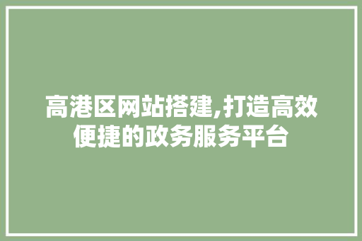 高港区网站搭建,打造高效便捷的政务服务平台