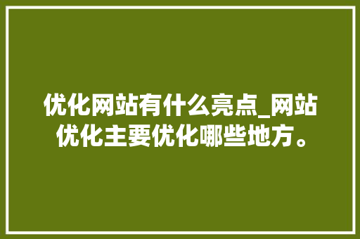 优化网站有什么亮点_网站优化主要优化哪些地方。
