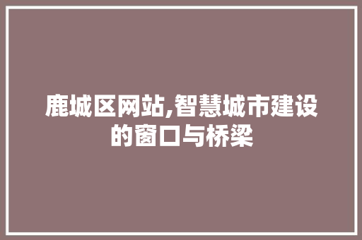鹿城区网站,智慧城市建设的窗口与桥梁