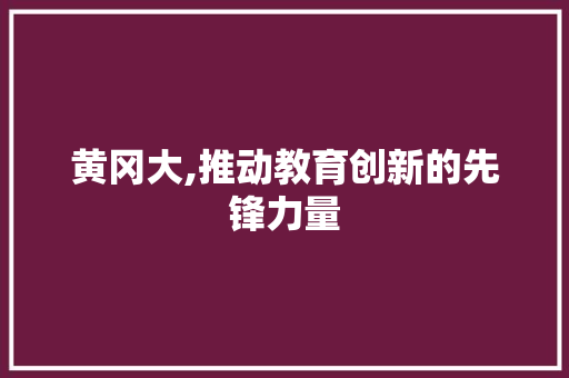 黄冈大,推动教育创新的先锋力量 黄冈大,推动教育创新的先锋力量 必应SEO