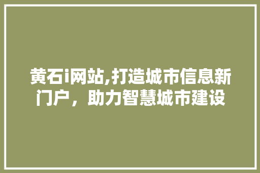 黄石i网站,打造城市信息新门户，助力智慧城市建设