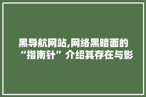 黑导航网站,网络黑暗面的“指南针”介绍其存在与影响 黑导航网站,网络黑暗面的“指南针”介绍其存在与影响 SEO关键词