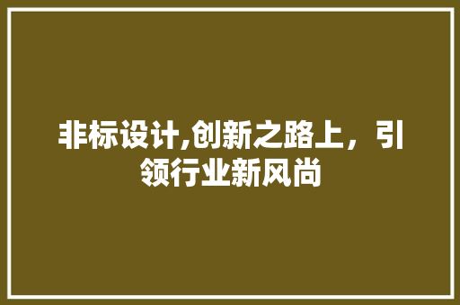 非标设计,创新之路上，引领行业新风尚