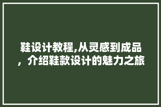 鞋设计教程,从灵感到成品，介绍鞋款设计的魅力之旅 鞋设计教程,从灵感到成品，介绍鞋款设计的魅力之旅 SEO关键词