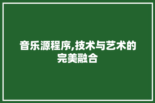 音乐源程序,技术与艺术的完美融合 音乐源程序,技术与艺术的完美融合 百度SEO