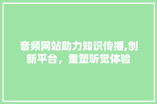 音频网站助力知识传播,创新平台，重塑听觉体验 音频网站助力知识传播,创新平台，重塑听觉体验 网站建设公司