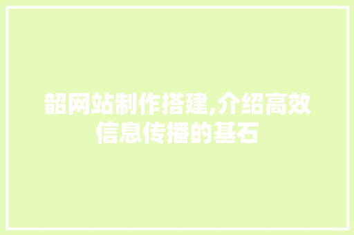 韶网站制作搭建,介绍高效信息传播的基石 韶网站制作搭建,介绍高效信息传播的基石 百度SEO