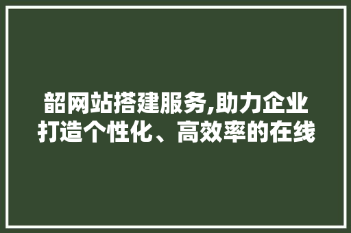 韶网站搭建服务,助力企业打造个性化、高效率的在线平台 韶网站搭建服务,助力企业打造个性化、高效率的在线平台 神马SEO