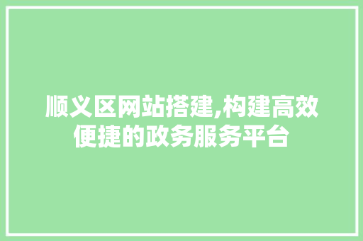 顺义区网站搭建,构建高效便捷的政务服务平台