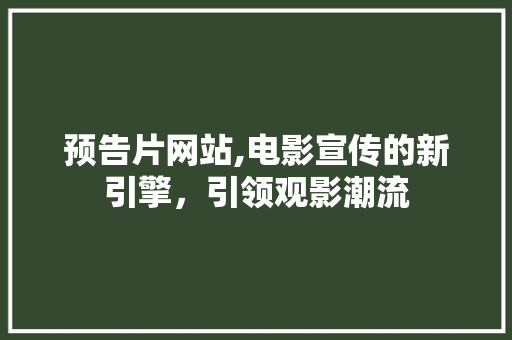 预告片网站,电影宣传的新引擎，引领观影潮流