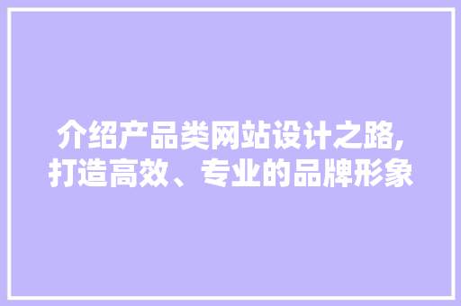 介绍产品类网站设计之路,打造高效、专业的品牌形象
