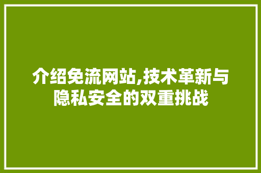 介绍免流网站,技术革新与隐私安全的双重挑战 介绍免流网站,技术革新与隐私安全的双重挑战 SEO关键词