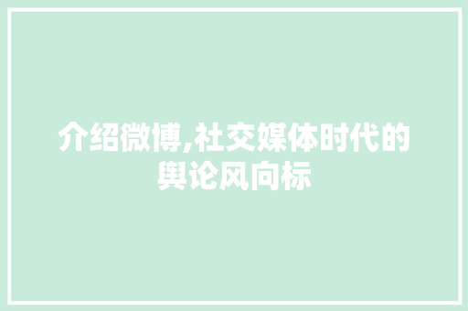 介绍微博,社交媒体时代的舆论风向标 介绍微博,社交媒体时代的舆论风向标 必应SEO