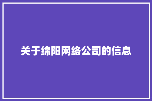 关于绵阳网络公司的信息