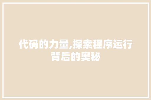代码的力量,探索程序运行背后的奥秘