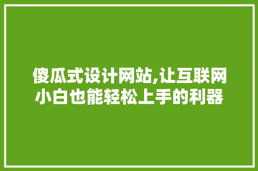 傻瓜式设计网站,让互联网小白也能轻松上手的利器