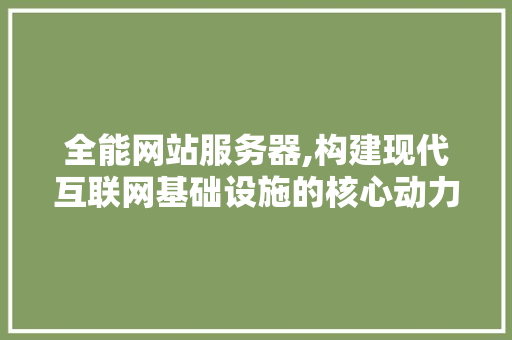 全能网站服务器,构建现代互联网基础设施的核心动力