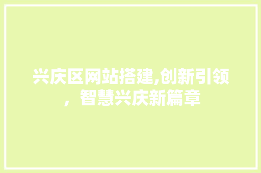 兴庆区网站搭建,创新引领，智慧兴庆新篇章