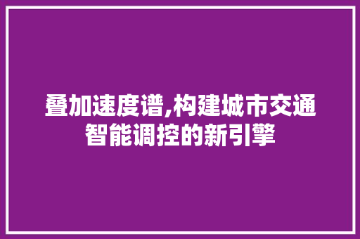 叠加速度谱,构建城市交通智能调控的新引擎