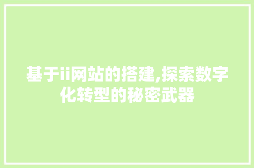 基于ii网站的搭建,探索数字化转型的秘密武器 基于ii网站的搭建,探索数字化转型的秘密武器 网站建设公司