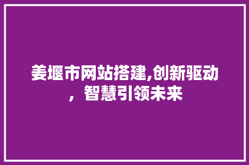 姜堰市网站搭建,创新驱动，智慧引领未来