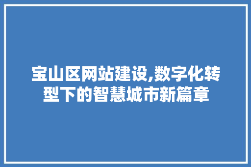 宝山区网站建设,数字化转型下的智慧城市新篇章