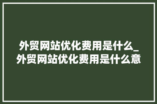 外贸网站优化费用是什么_外贸网站优化费用是什么意思。