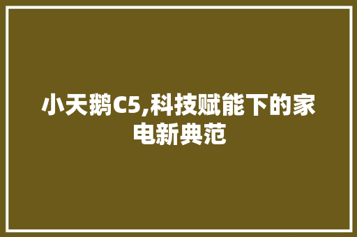 小天鹅C5,科技赋能下的家电新典范 小天鹅C5,科技赋能下的家电新典范 必应SEO
