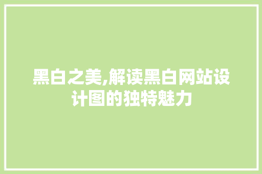 黑白之美,解读黑白网站设计图的独特魅力 黑白之美,解读黑白网站设计图的独特魅力 百度SEO