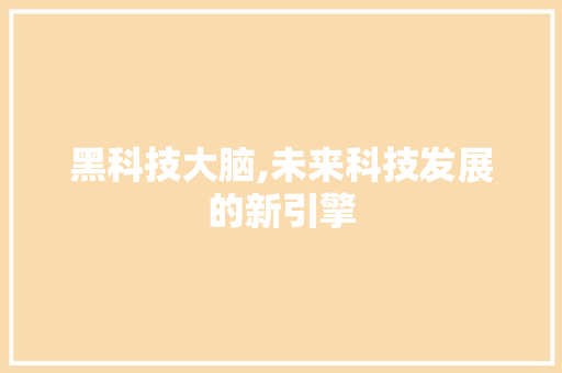 黑科技大脑,未来科技发展的新引擎