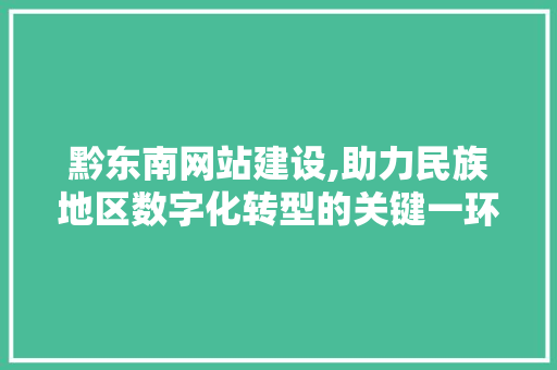 黔东南网站建设,助力民族地区数字化转型的关键一环 黔东南网站建设,助力民族地区数字化转型的关键一环 神马SEO