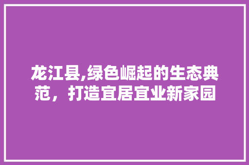 龙江县,绿色崛起的生态典范，打造宜居宜业新家园 龙江县,绿色崛起的生态典范，打造宜居宜业新家园 必应SEO