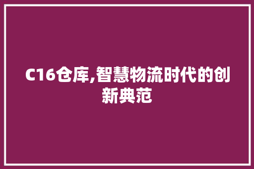 C16仓库,智慧物流时代的创新典范 C16仓库,智慧物流时代的创新典范 SEO关键词
